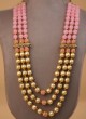 Golden And Pink Pearl Layered Mala For Men